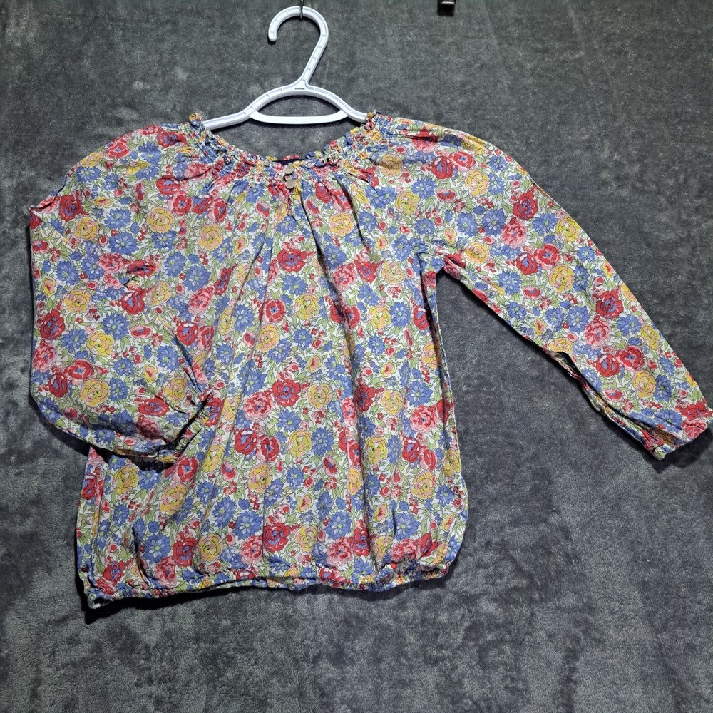Ralph Lauren Girls Floral Cotton Smocked Blouse Top Size 6 Cottagecore Boho